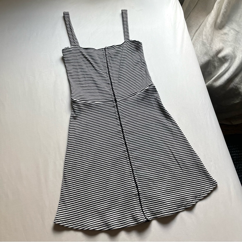 Reformation Black and White Striped Mini Dress